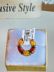 100% Genuine Baltic Natural Amber Ring Size 6 Honey Cherry Colors Shoe Style 老琥珀