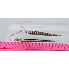 Vintage 90s Sterling Silver 925 Geometric Tribal Tattoo Dangle Earrings Thailand