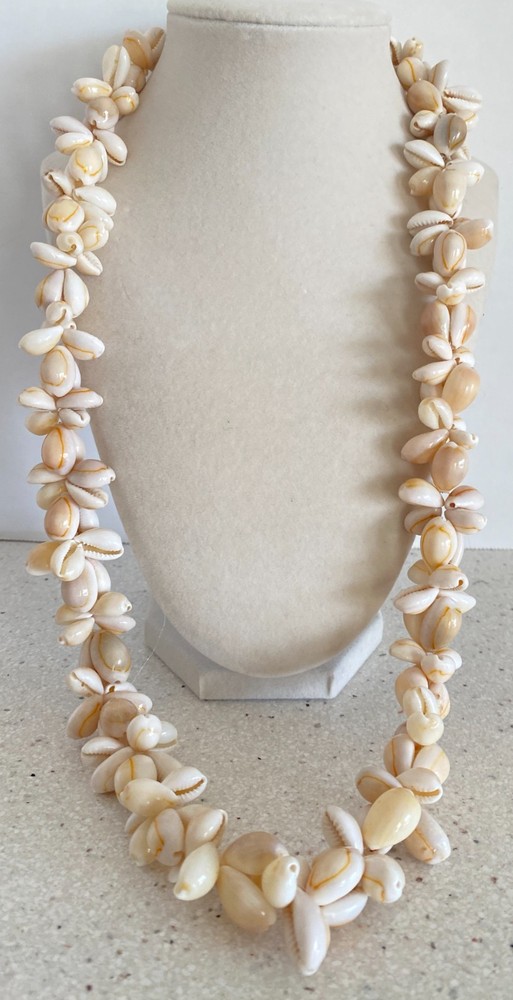 Vintage Cowrie Shell Necklaces 32″ Handmade Lei Single Strand Hawaii