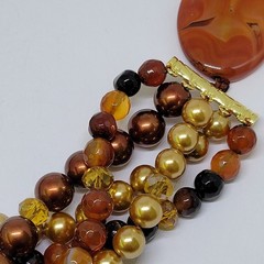 JTV Beria Collection Bronze 18kt Multi 5 Strand Agate Slice Necklace ~ 20″