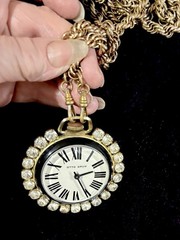Vintage Huge Otto Grun Mechanical Pocket Watch 62” L. Rope Chain Not Running
