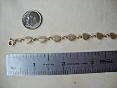 VINTAGE TINY 1/2 STRIPED HEARTS STERLING SILVER STAMP ITALY 925 CHARM BRACELET