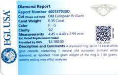 Antique Art Deco 1920’s Diamond 18KW Engagement Ring Size 6 UK-L1/2 EGL USA