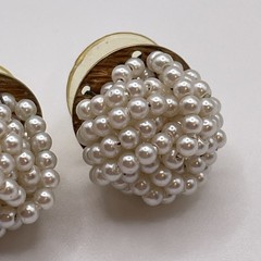 Earrings Vintage Faux Pearl Plastic White Metal Gold Tone Pierced Stud Jewelry