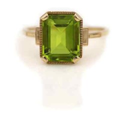 Natural Peridot Rectangle 7×9 mm 925 Solid Silver Engagement Ring Gift For Woman