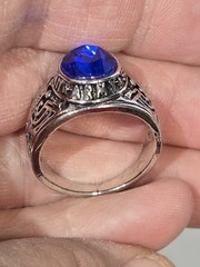 4pc Lot Size 12 Men US Army Military Rings Blue Sapphire Simulated Stone Bulk