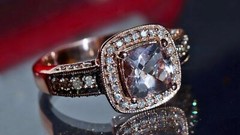 14k rose gold ring 1.45ct morganite natural diamond sz 7 halo 5.50g LeVian N3040