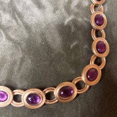 Monet for YSL Vintage Cabochon Necklace Purple Chunky Signed 1980s 16-18” Rare!!