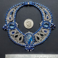 Fabulous Husar D Blue Cameo Rhinestone Necklace From Estate Of Texas Glamour Gal