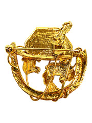 Birch Hill Gold Noah’s Ark Brooch New on Card Dangling Animal Boat Pin