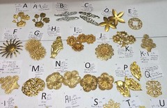 HUGE Lot #68 Vtg Miriam Haskell Large Flowers Jewelry Design Stampings Findings