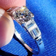 Original EARTH MINED DIAMOND Art Deco Engagement Ring SOLID PLATINUM Solitaire