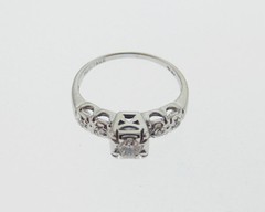 Estate Genuine Diamonds Solid 14k White Gold Engagement Ring FREE Sizing