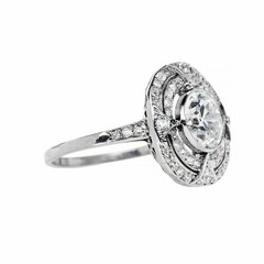 Art Deco Round Lab Created Diamond Valentines Special 14K White Gold Finish Ring