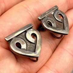 Vintage Mexico Modernist Margot de Taxco 195 Eagle 16 Screw Back Earrings
