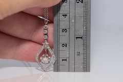 Antique Circa 1920s Art Deco 18k Gold Natural Diamond Pendant Necklace