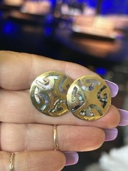 Amazing large Brass Taxco Abalone pin/pendant & Earring set. Screw backs.