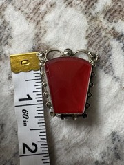 VTG Czech Art Deco Bohemian Red Stone BROOCH Pin 1930s Czechoslovakia TLC