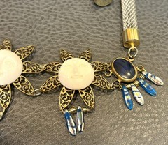 Holst + Lee Designer Celestial Sun Face Flower Chunky Necklace Gold Silver Tone