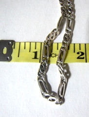 Vintage Sterling Silver Figaro Chain Necklace 20″ 4.6mm 18.9 Grams Signed Italy