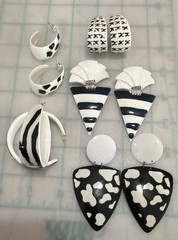 1980s-1990s VTG Earrings Lot of 5 Pair Fashion Costume Jewelry Dangle Metal