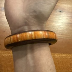 Handcraft Horn Bone and Wood Bangle Bracelet 3 Inch Wide #E284