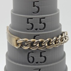 Signed Richard Kalbe Nickel Silver ID Bracelet Bar & Chain Worn Gold Wash John