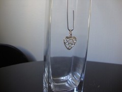 VINTAGE VALENTINE’S DAY HEARTS ON HEART W/SPARKLY DIAMOND CUT SILVER 925 PENDANT
