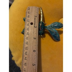 Vintage Cloisonne Enamel Dragonfly Green Teal Large Insect Pendant Ornament