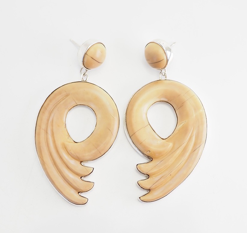 One of a kind long vintage signed handmade sterling silver wing earrings