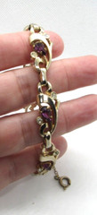 Vintage BARCLAY Faux Diamond Rhinestone Amethyst Statement Bracelet 1 1/4″