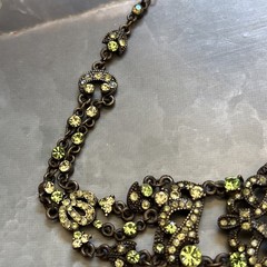 VTG VCLM Rhinestone Statement Choker Necklace Intricate Gatsby Victorian Revival