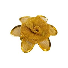 Vtg Metal Mesh Flower Gold Tone Brooch Pin 1.75″ Signed AAi
