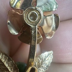 Vintage Moss Agate Simulated Pearl Rose Floral Brooch Pin Love Nature Garden