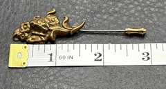 Antique Art Nouveau Butterfly Floral Victorian Repousse Gold Tone Stick Pin