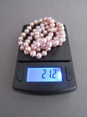 VINTAGE JCM STERLING STAIN PINK CULTURED STRUNG PEARL BEAD COLLAR NECKLACE