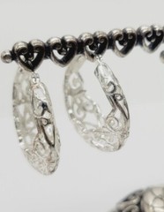 Filigree Hoop Earring Silver Tone Pierced 1.25 in Elegant