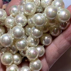 SIGNED CAROL LEE 925 HUGE 10 MM. IRIDESCENT LUSTRE GLASS PEARL KNOTTED NECKLACE
