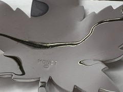 Vintage Signed Monet Silver Tone Maple Leaf Brooch Pin