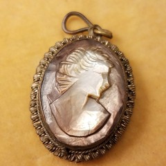 Antique Vintage Cameo Pendant Carved Black Shell Estate Collectible Charm