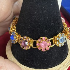 Judy Lee Vintage Gold-Plated Multicolor Rhinestone Jewelry Set Bracelet Ring Ne…