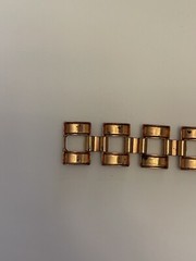 Vintage Peach Enamel & Rose Tone Rectangular Link Bracelet 7.25”