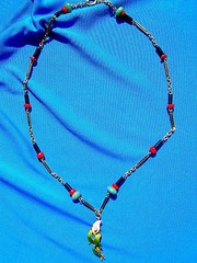 ORIGINAL Antique Deco Diamond Necklace Victorian Jade Onyx Coral Chain 14K GOLD