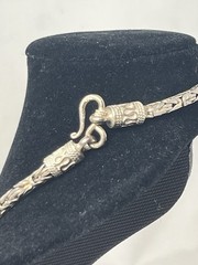 Vintage 925 Sterling Silver Snake Chain With Red Glass Pendant
