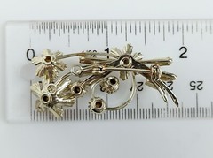 VTG Brooch Goldtone Rhinestones Flowers 1.8 Inches Tall .5 oz Very Good Cond.