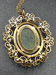 Vintage Van Dell Carved Jade Gold Filled Pendant Necklace
