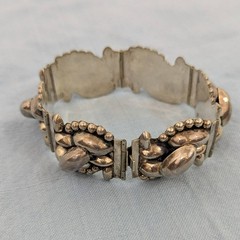 Vintage CMB Mexican Sterling Silver Hinged Link Bracelet – 6 7/8 inch