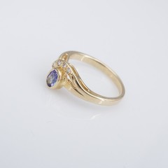14k Tanzanite Diamond Cocktail Ring Yellow Gold Natural Size 8 RG4927