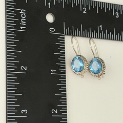 Vintage 925 Sterling Silver Genuine Blue Topaz Dangle Earrings