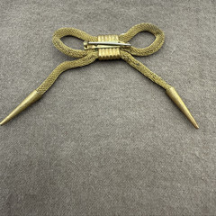 Vintage Gold Tone Mesh Bow Pin Brooch Jewelry
